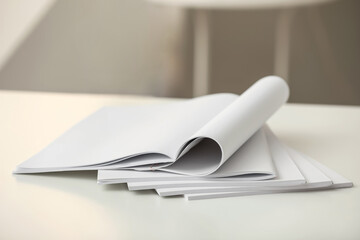 Open blank magazines on table