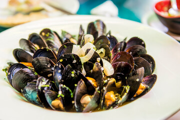 Local mussels seafood cuisine food Puerto Vallarta, Jalisco, Mexico.