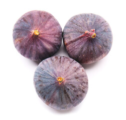 Fresh ripe figs on white background