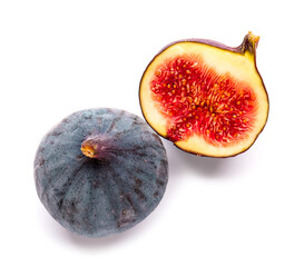 Fresh ripe figs on white background