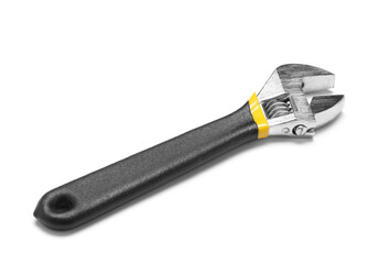 Adjustable wrench on white background