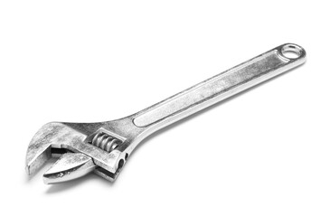 Adjustable wrench on white background