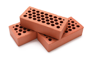 Brown bricks on white background