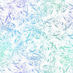 Seamless satin soft pastel color leaves pattern. High quality illustration. Beach or resort wear design of leaves in fuzzy turquoise and white. Repeat raster jpg pattern design.