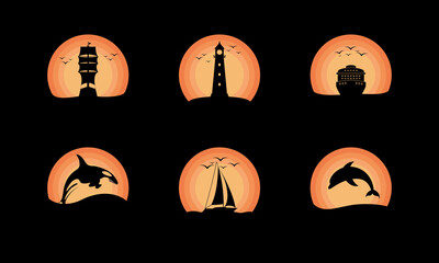 silhouette of sunset sea