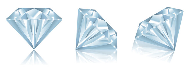 set of realistic diamonds with reflection or realistic diamonds with various view concept. eps 10 vector, easy to modify