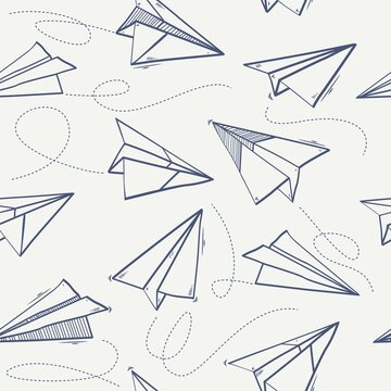 Seamless pattern of Paper airplanes,Origami paper plane  , vector illustration