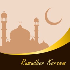 Ramadan Kareem background design. mosque and moon silhouette design. designs for posters.