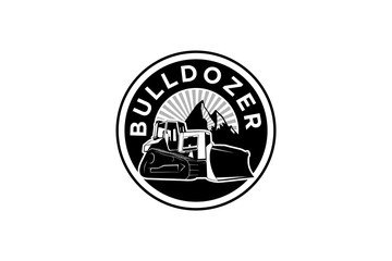 Bulldozer logo template vector. Heavy equipment logo vector for construction company. Creative excavator illustration for logo template. © Monk