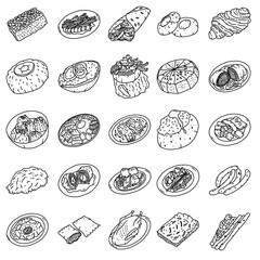 Germany Food Set Icon Vector. Doodle Hand Drawn or Outline Icon Style