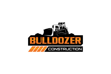Bulldozer logo template vector. Heavy equipment logo vector for construction company. Creative excavator illustration for logo template. © Monk