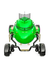 lunar roving vehicle on white background rear drone view