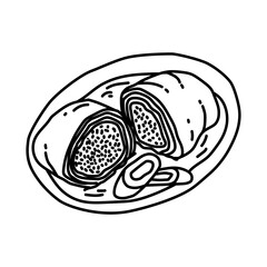 Kohlroulade Icon. Doodle Hand Drawn or Outline Icon Style