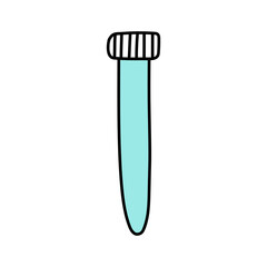 Blood test tube. Medicine items isolated. Vector hand drawn illustration in doodle style. Medical first aid kit