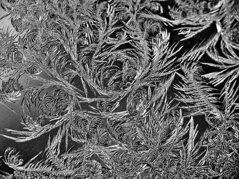 Ice Crystals on window at -22C closeup