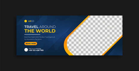 Travel social media business facebook page Cover timeline design banner vector template clean design. creative Cover for travel offers, web ads banner
