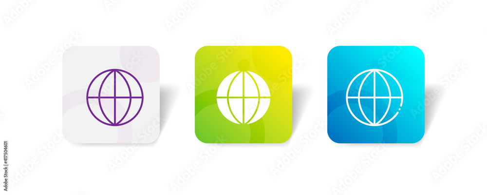 Poster globe internet connection pixel perfect icon set bundle in line, solid, glyph, 3d gradient style