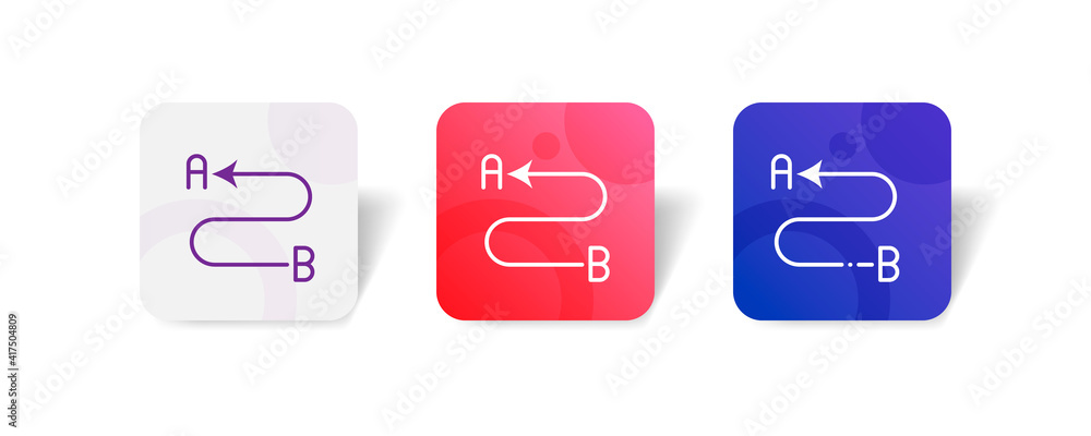 Poster point to point road route track location navigation pixel perfect icon set bundle in line, solid, gl