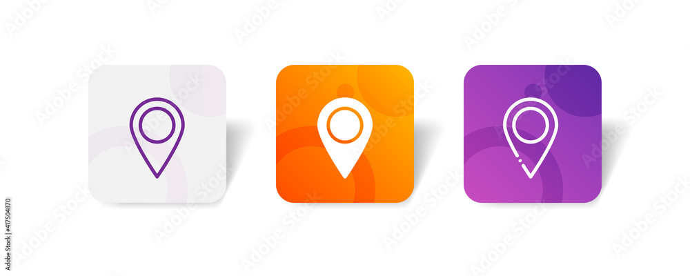 Poster pin location marker navigation pixel perfect icon set bundle in line, solid, glyph, 3d gradient styl