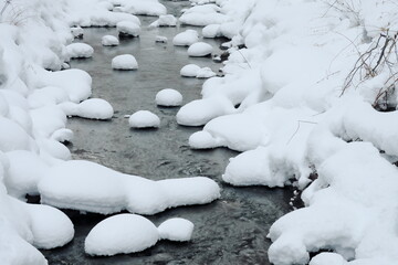 雪に覆われた川