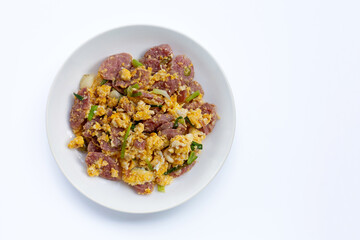 Fermented Pork Sausage stir fried with eggs
