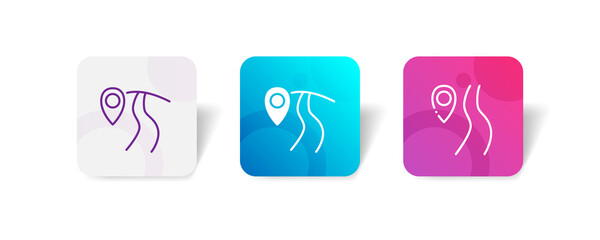 road pin pointer location pixel perfect icon set bundle in line, solid, glyph, 3d gradient style