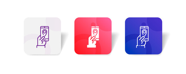 mobile location pointer pixel perfect icon set bundle in line, solid, glyph, 3d gradient style