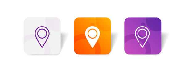 pin location marker navigation pixel perfect icon set bundle in line, solid, glyph, 3d gradient style