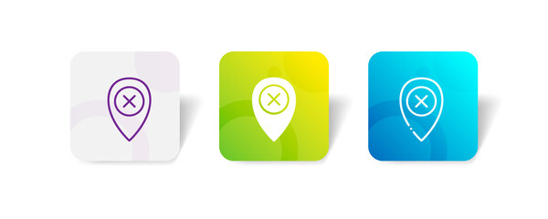 cross mark wrong pin location navigation pixel perfect icon set bundle in line, solid, glyph, 3d gradient style