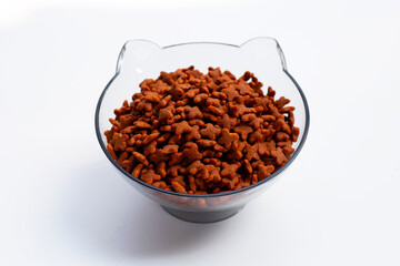 Dry cat food isolated on white