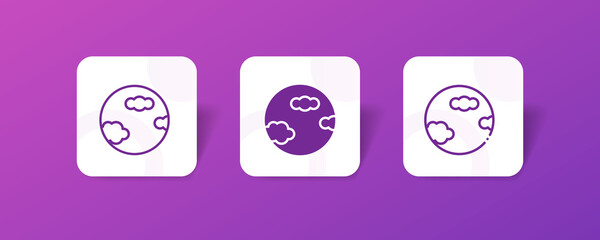 globe earth with cloudpixel perfect icon set bundle in line, solid, glyph, 3d gradient style