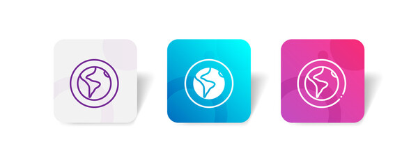 earth globe planet pixel perfect icon set bundle in line, solid, glyph, 3d gradient style