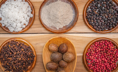 Various spices in bowls