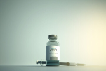 covid-19 vaccination with copyspace.
3d illustration of Vaccines and syringes.