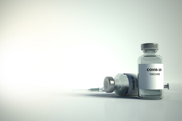 covid-19 vaccination with copyspace.
3d illustration of Vaccines and syringes.