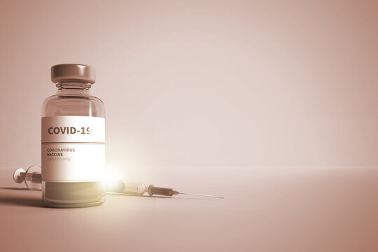 covid-19 vaccination with copyspace.
3d illustration of Vaccines and syringes.