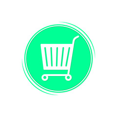 Shopping cart icon, flat graphic design template, trolley symbol, shop sign, vector illustration