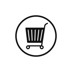 Shopping cart icon, flat graphic design template, trolley symbol, shop sign, vector illustration