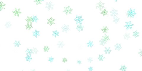 Light green vector doodle pattern with flowers.