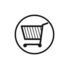 Shopping cart icon, flat graphic design template, trolley symbol, shop sign, vector illustration