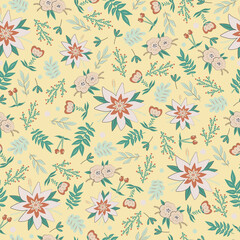 Floral seamless pattern. Hand-drawn vector elements.
