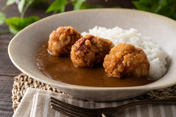 こんがりキツネ色の唐揚げカレー