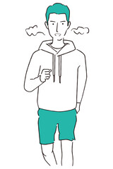 手描き1color  男性　ランニング　ジョギング