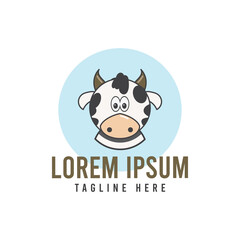 Cow head emblem logo label. Vector illustration.