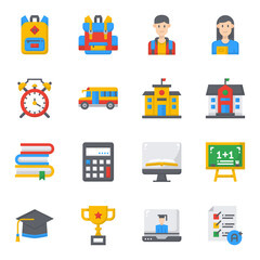 Back to school Icon vector llustration ,school bus, distance education, online