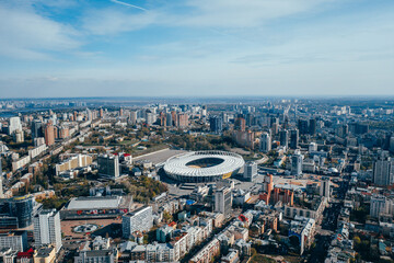 Fototapeta na wymiar Urban building in Kiev from a bird's eye view