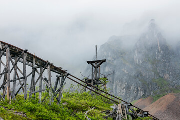 USA, Alaska, Independence Mine State Historical Park. Abandoned mine site.