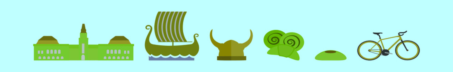 set of denmark symbol cartoon icon design template with various models. vector illustration isolated on blue background