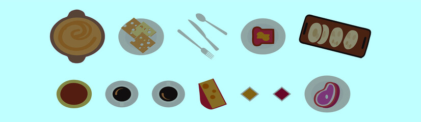 set of fondue cartoon icon design template with various models. vector illustration isolated on blue background