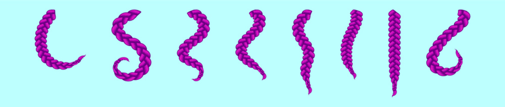 set of plait cartoon icon design template with various models. vector illustration isolated on blue background